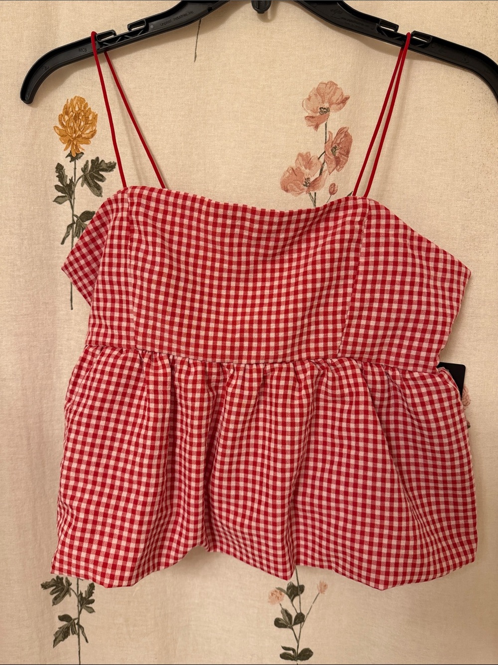 “Madden Girl”Red Gingham Peplum tank top